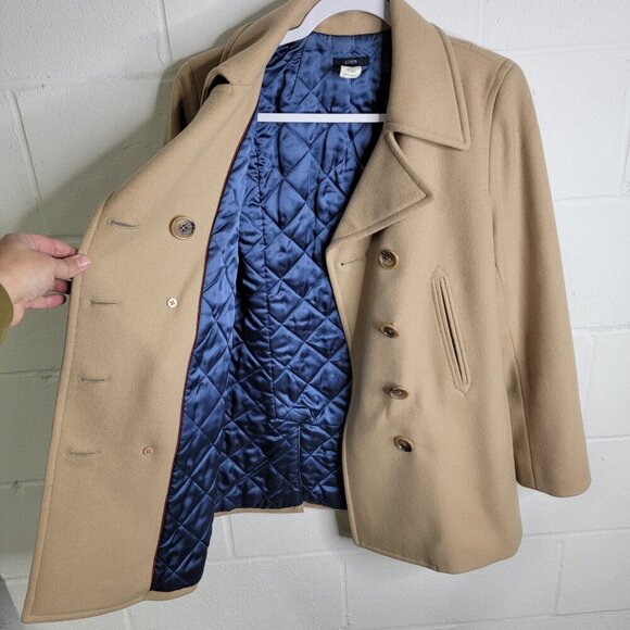 J. Crew Wool Peacoat Double Breasted Thinsulate Interior Tan Old Money Staple - Picture 3 of 11